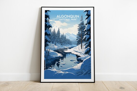Algonquin National Park Snowy Forest River Winter Scene Poster