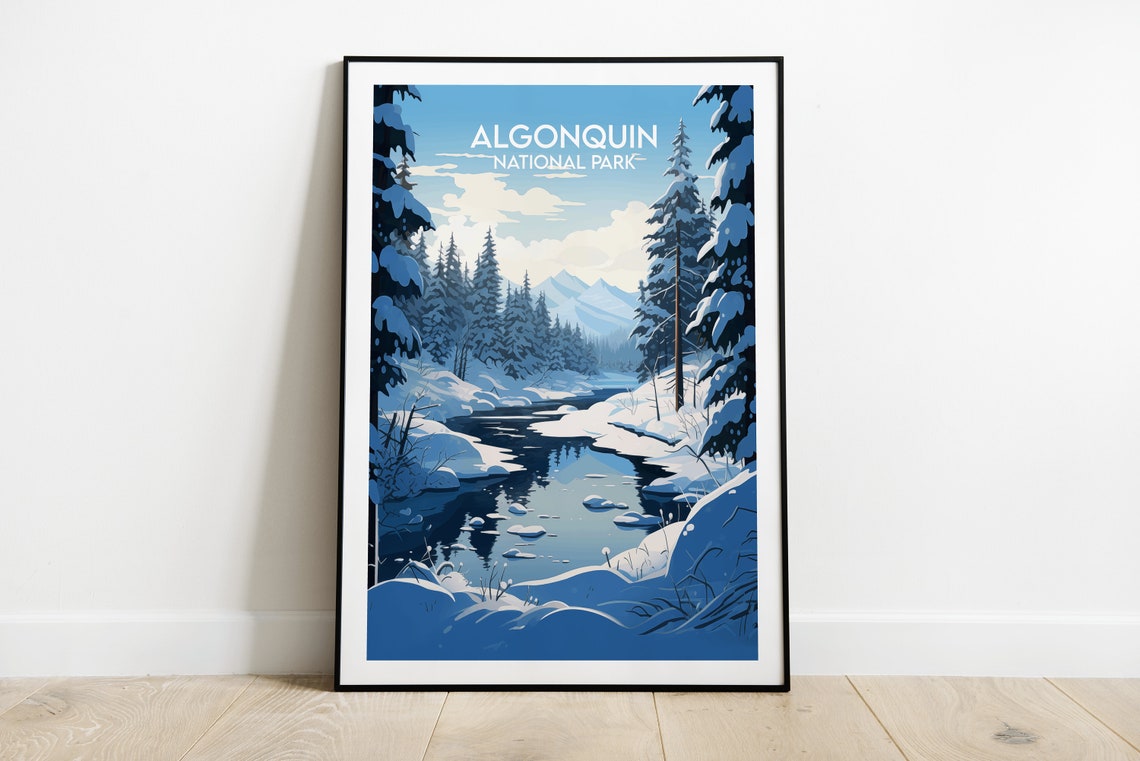 Algonquin National Park Snowy Forest River Winter Scene Poster