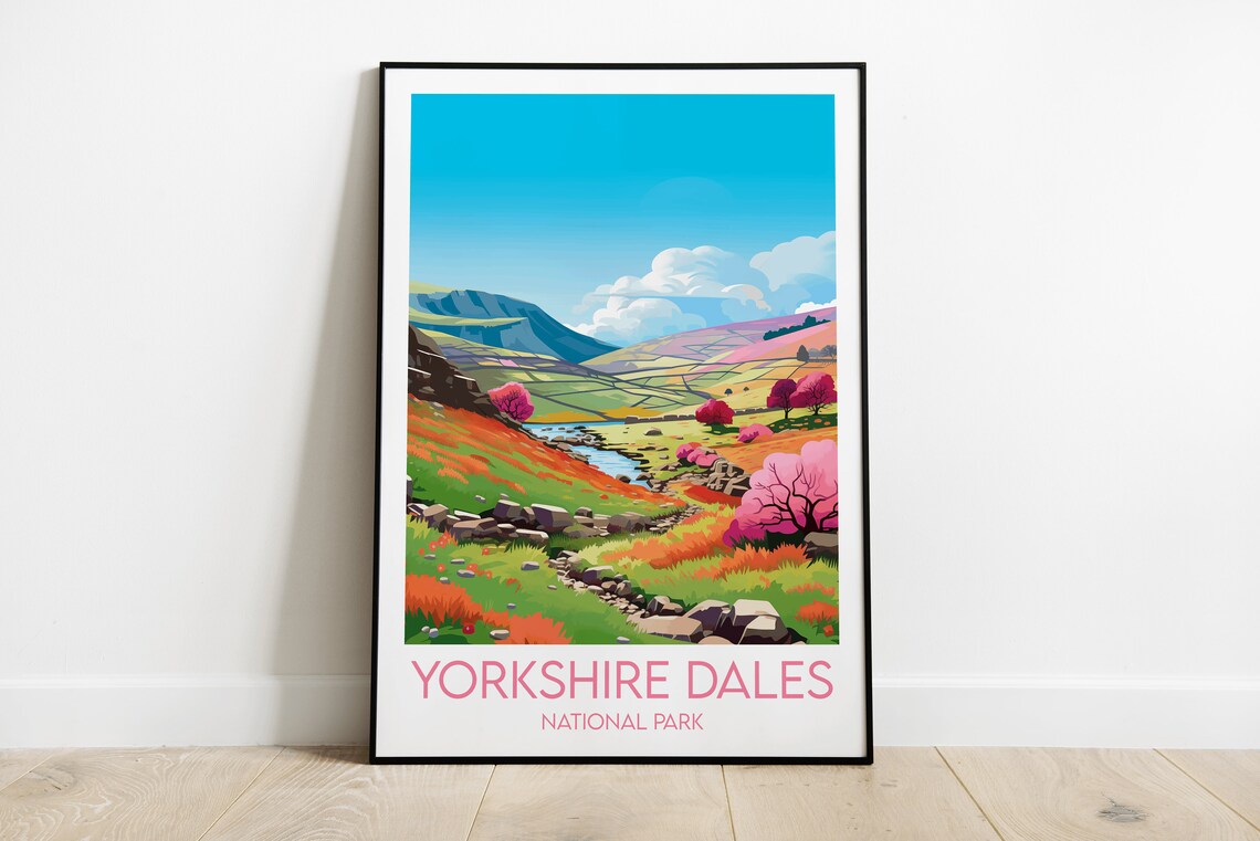 Yorkshire Dales National Park England Autumn Hills Travel Poster