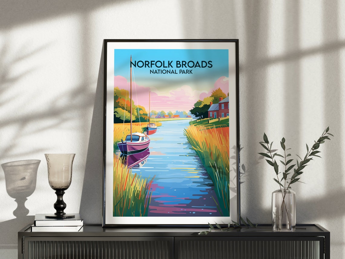 Norfolk Broads National Park Sailing Boats Reed Bed Travel Poster - Image 3