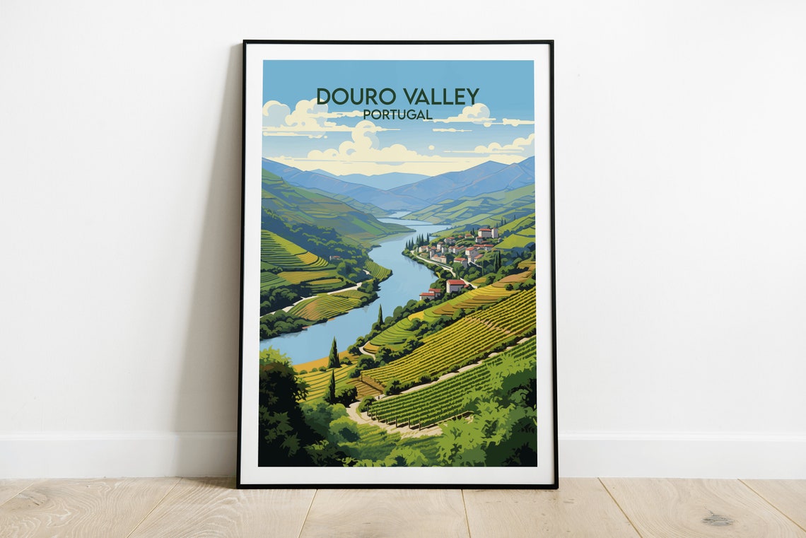 Douro Valley Portugal Terraced Vineyards River Travel Poster