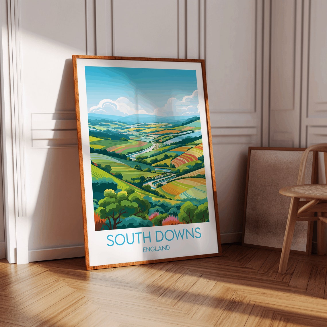 South Downs England Rolling Farmland Landscape Travel Poster Art - Image 3