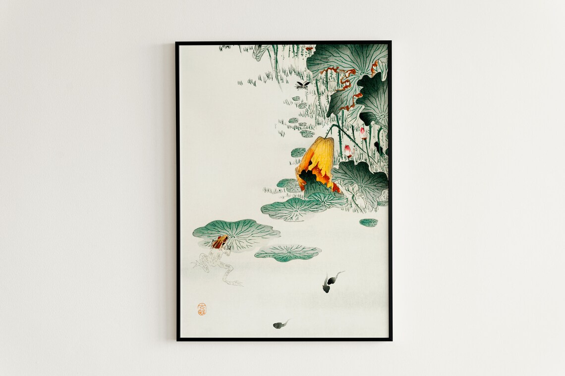 Japanese Tadpole Frogs, Woodblock Illustration Art Print - Image 3