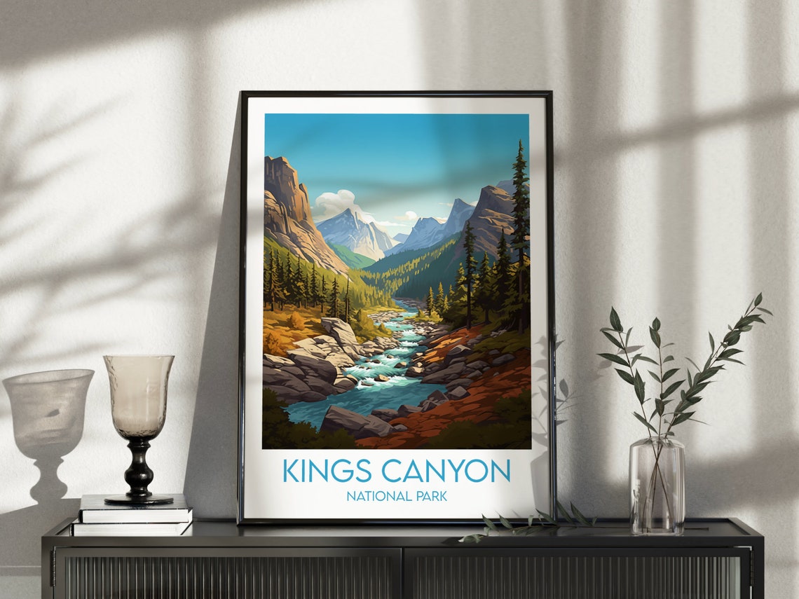 Kings Canyon National Park Rushing River Mountain Scenic Poster - Image 3