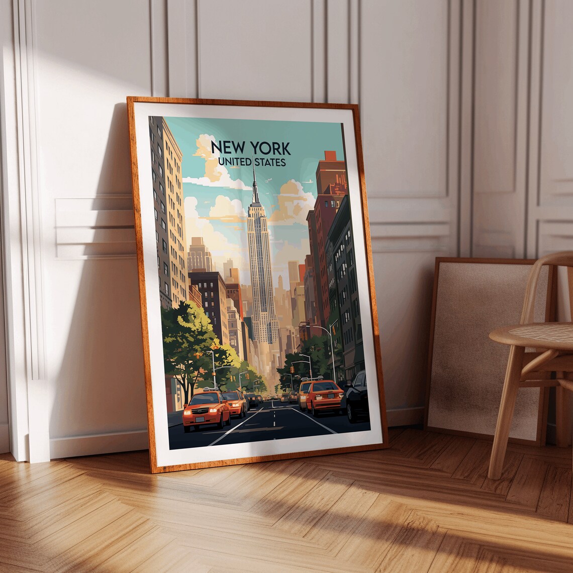 New York City Empire State Building Street Retro Travel Poster - Image 3