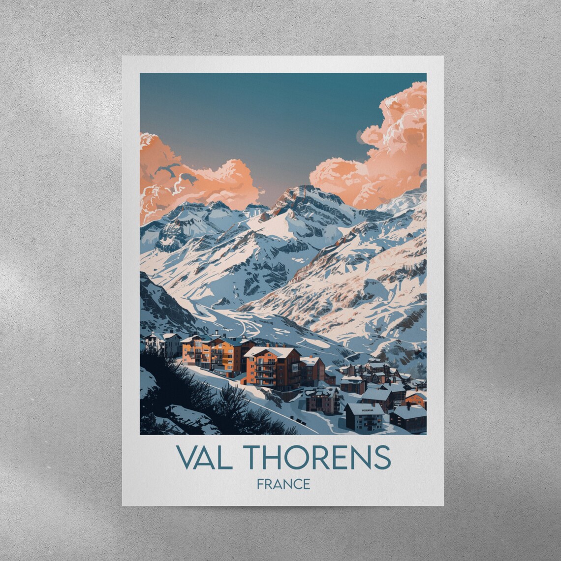 Val Thorens France Alpine Ski Resort Mountain Travel Art Poster - Image 5