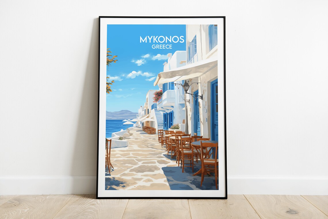 Mykonos Travel Poster, Greece Custom Personalised