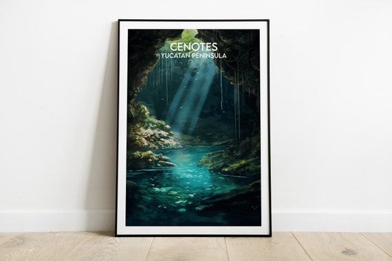 Cenotes Travel Print Mexico Poster Custom Personalised Wedding Birthday Gift