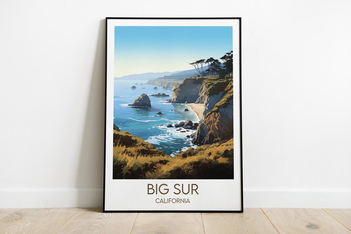 Big Sur California Dramatic Coastline Cliffs Blue Ocean Travel Poster