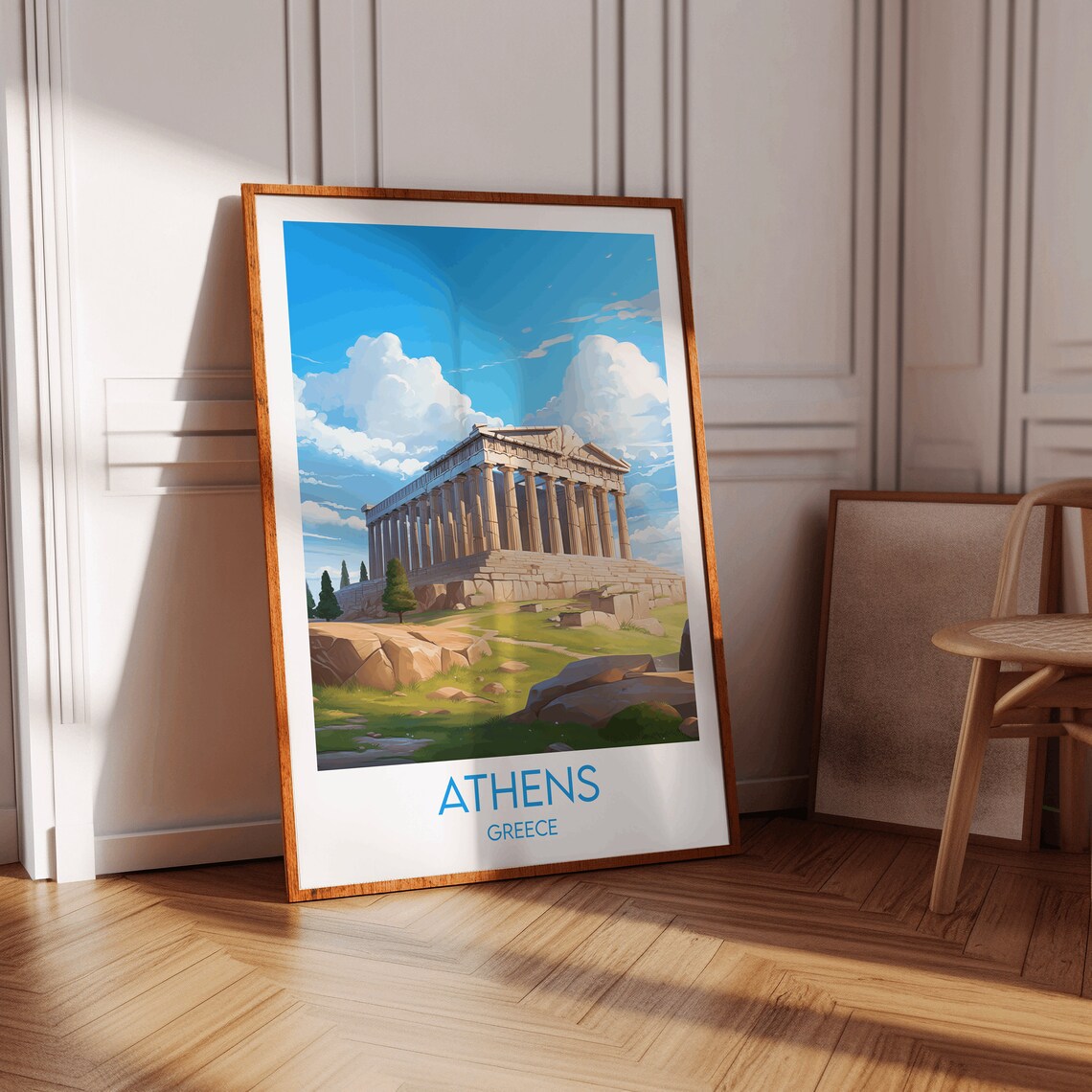 Athens Greece Parthenon Acropolis Blue Sky Vintage Travel Poster - Image 4