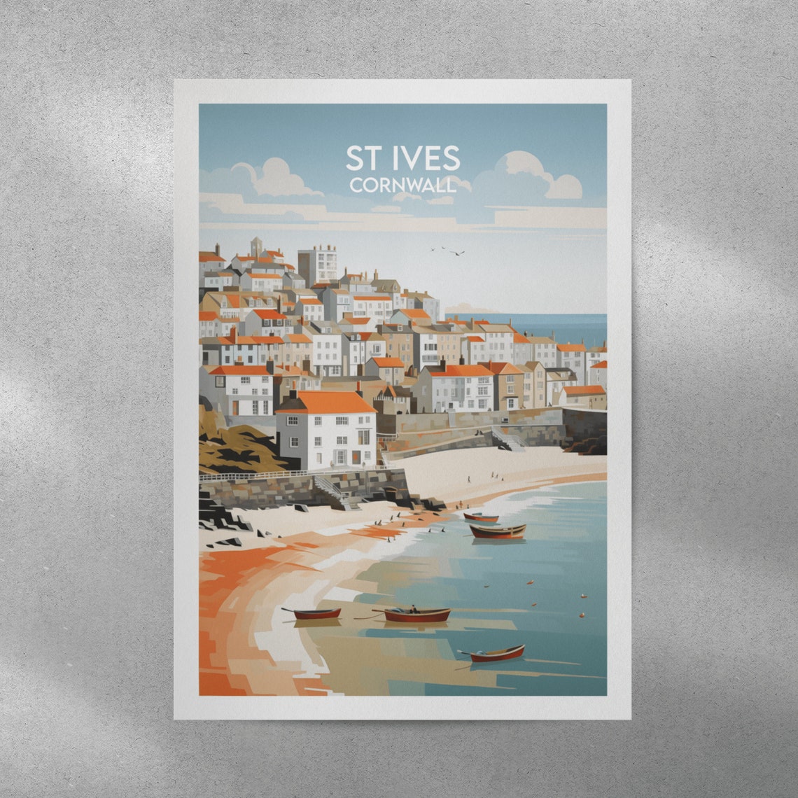 St Ives Cornwall Harbor Beach Fishing Boats Retro Travel Poster - Image 4