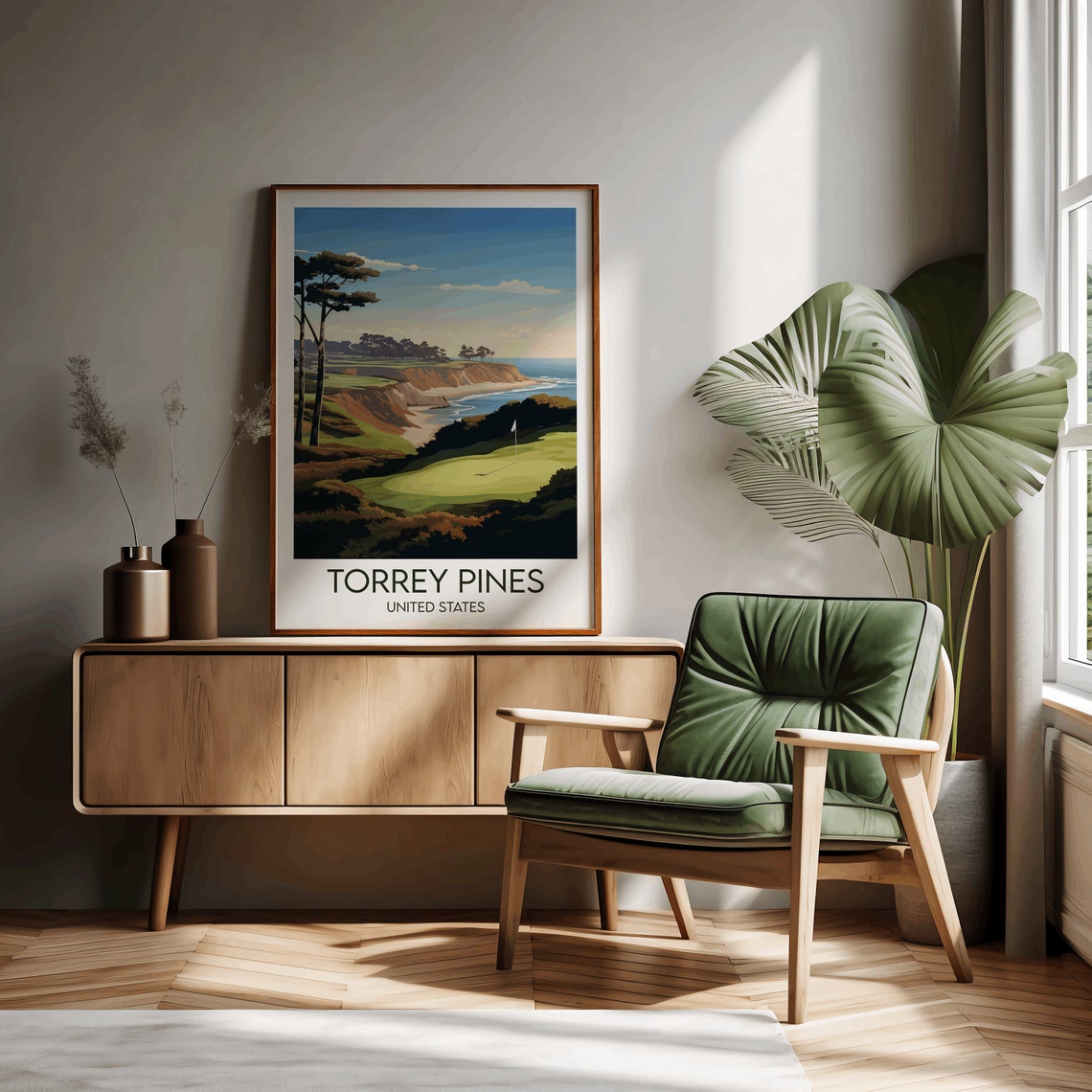 Torrey Pines Cliffside Coastal Golf Course Ocean View Sport Poster - Image 2