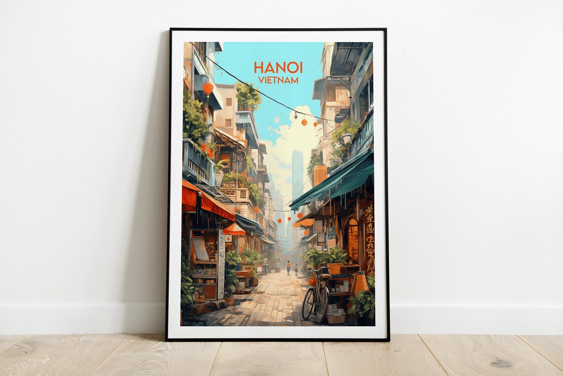 Hanoi Travel Poster, Vietnam Custom Wedding Gift