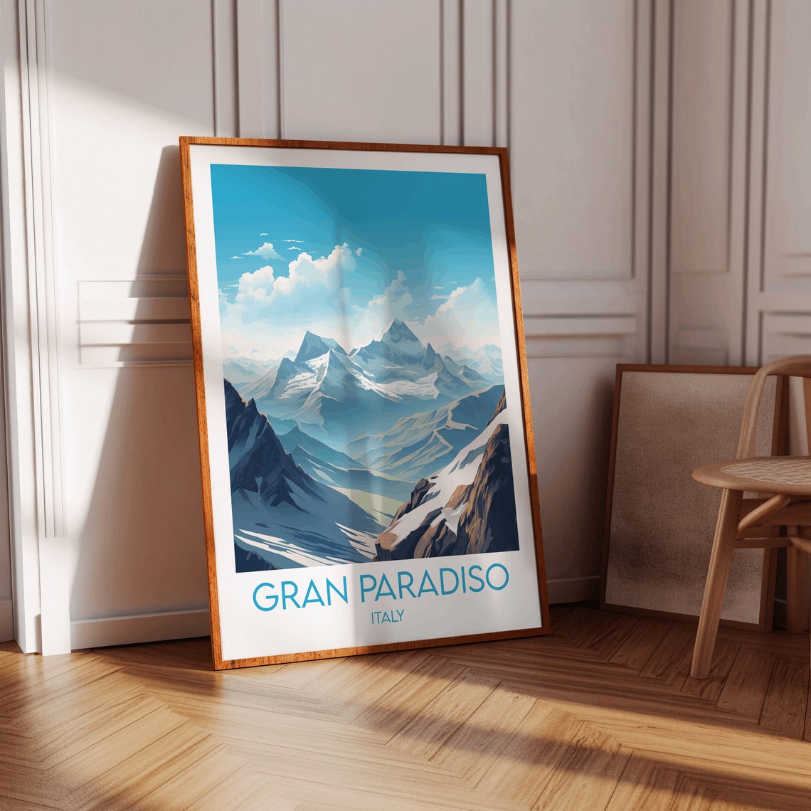 Gran Paradiso Italy Snowy Alpine Peaks Mountain Travel Art Poster - Image 2