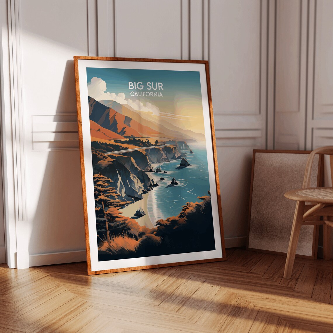 Big Sur California Golden Sunset Bridge Coastal Highway Travel Poster - Image 2