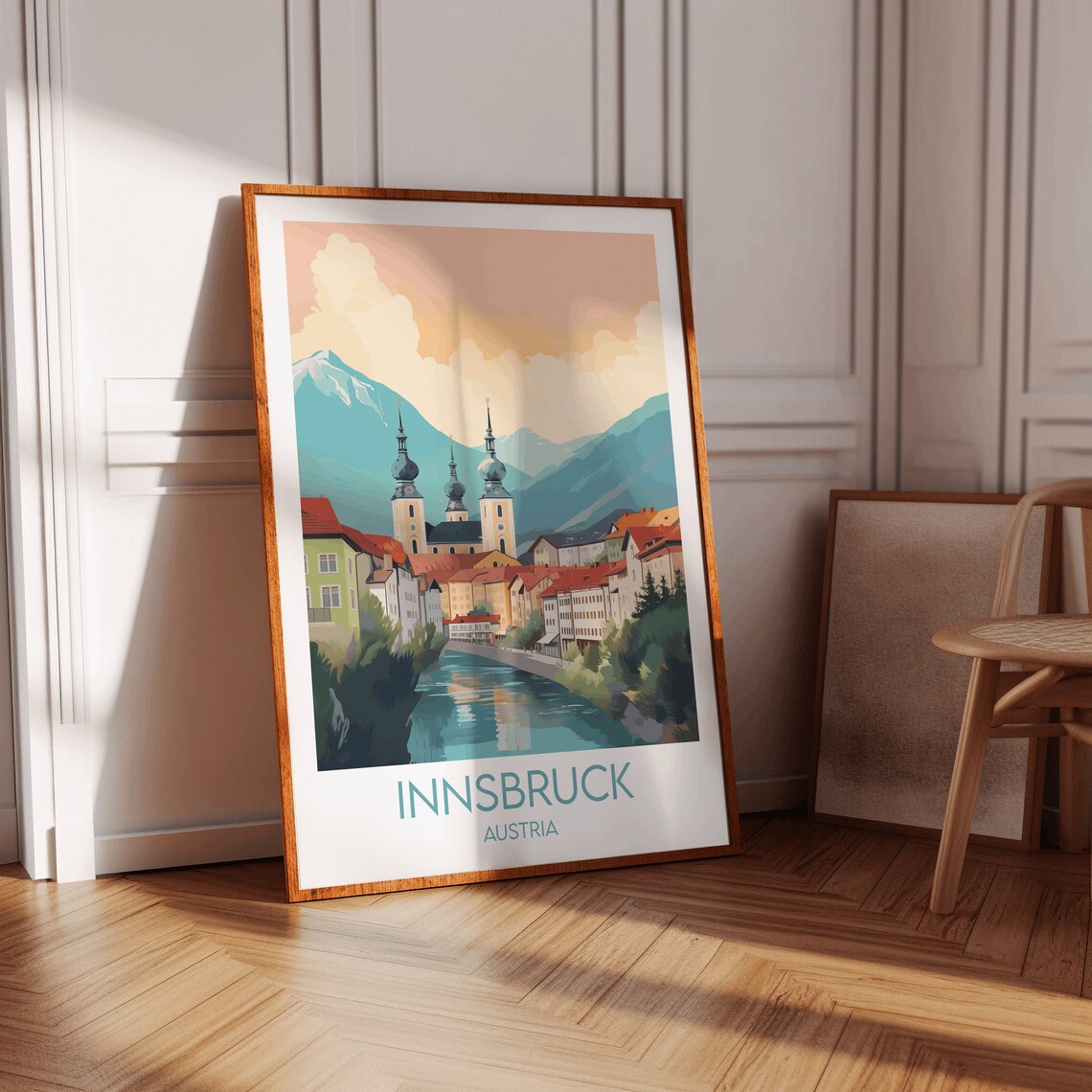 Innsbruck Austria Colorful Riverside Old Town Scenic Travel Poster - Image 2