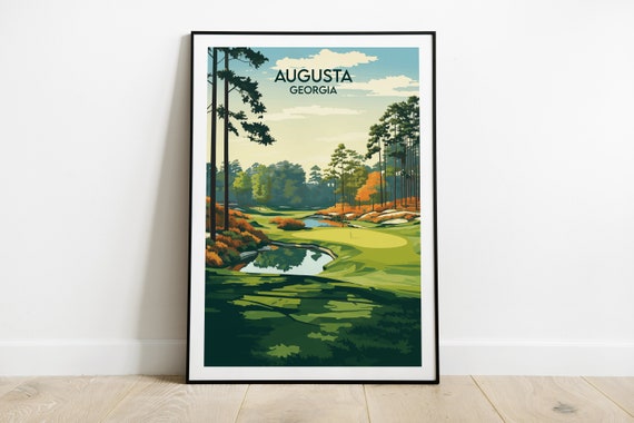 Augusta National Golf Club Travel Print Georgia Masters Poster Custom Personalised Wedding Birthday Gift