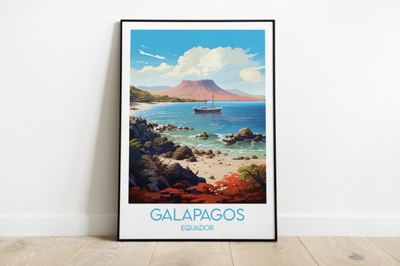 Galapagos Islands Travel Print Ecuador Poster Custom Personalised Wedding Birthday Gift