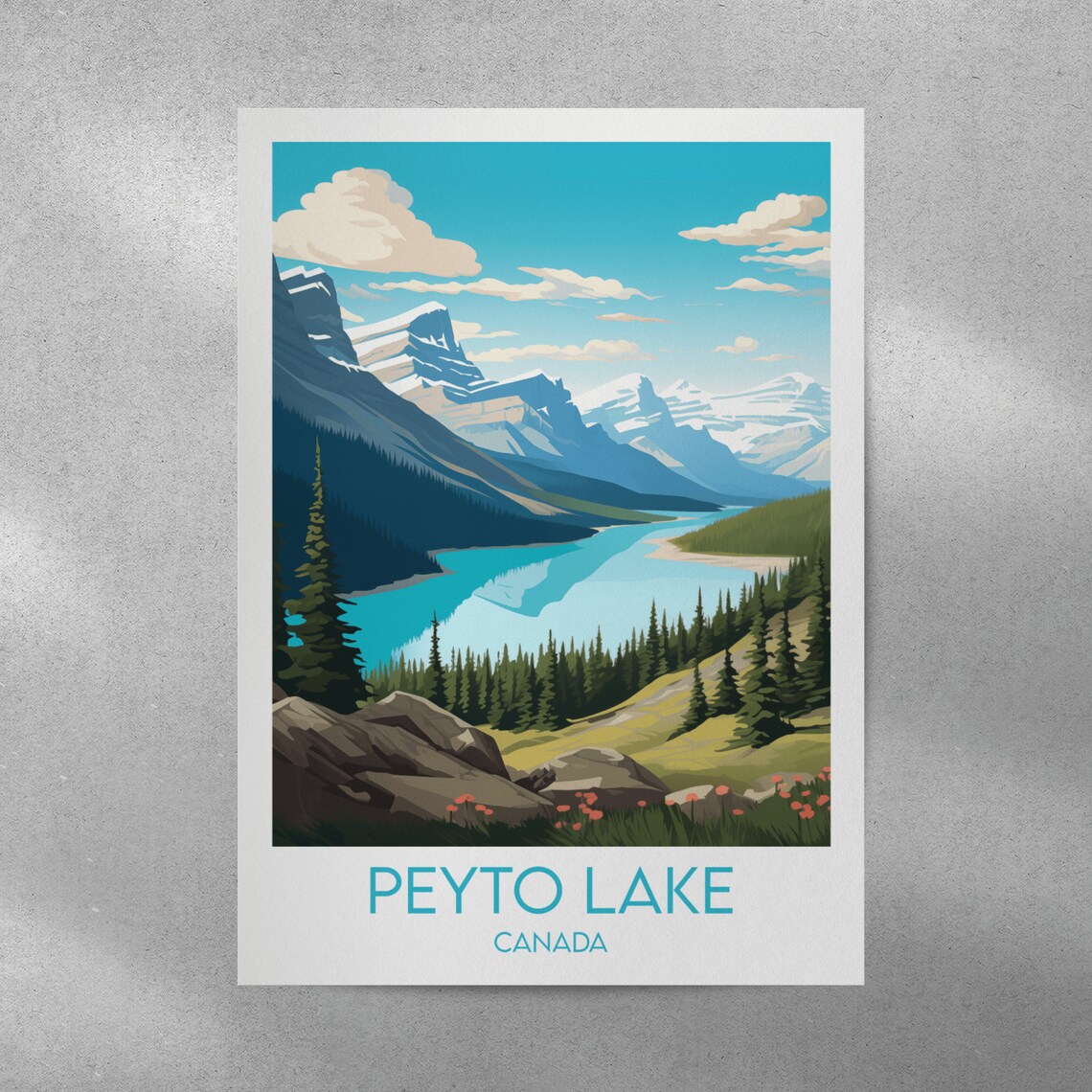 Peyto Lake Canada Turquoise Alpine Lake Mountain Travel Poster - Image 2