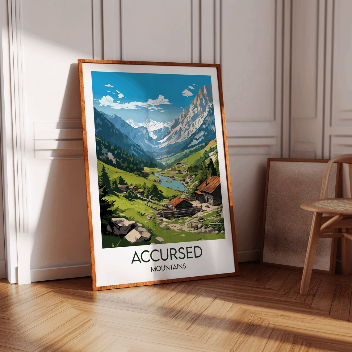 Accursed Mountains Albanian Alps Alpine Valley Cabin Scene Poster - Image 2