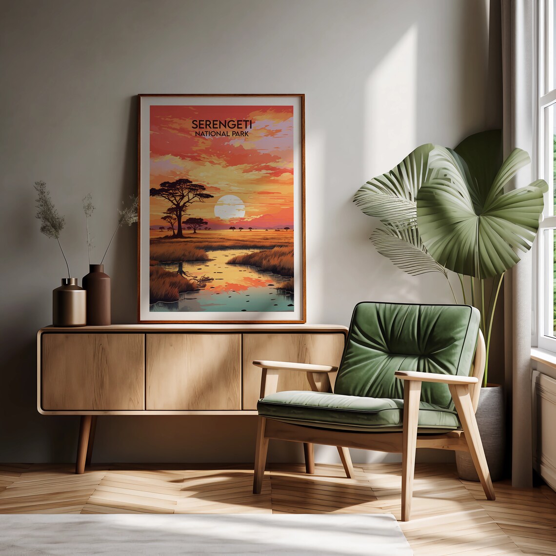 Serengeti National Park Sunset Savanna Acacia Africa Travel Poster - Image 2