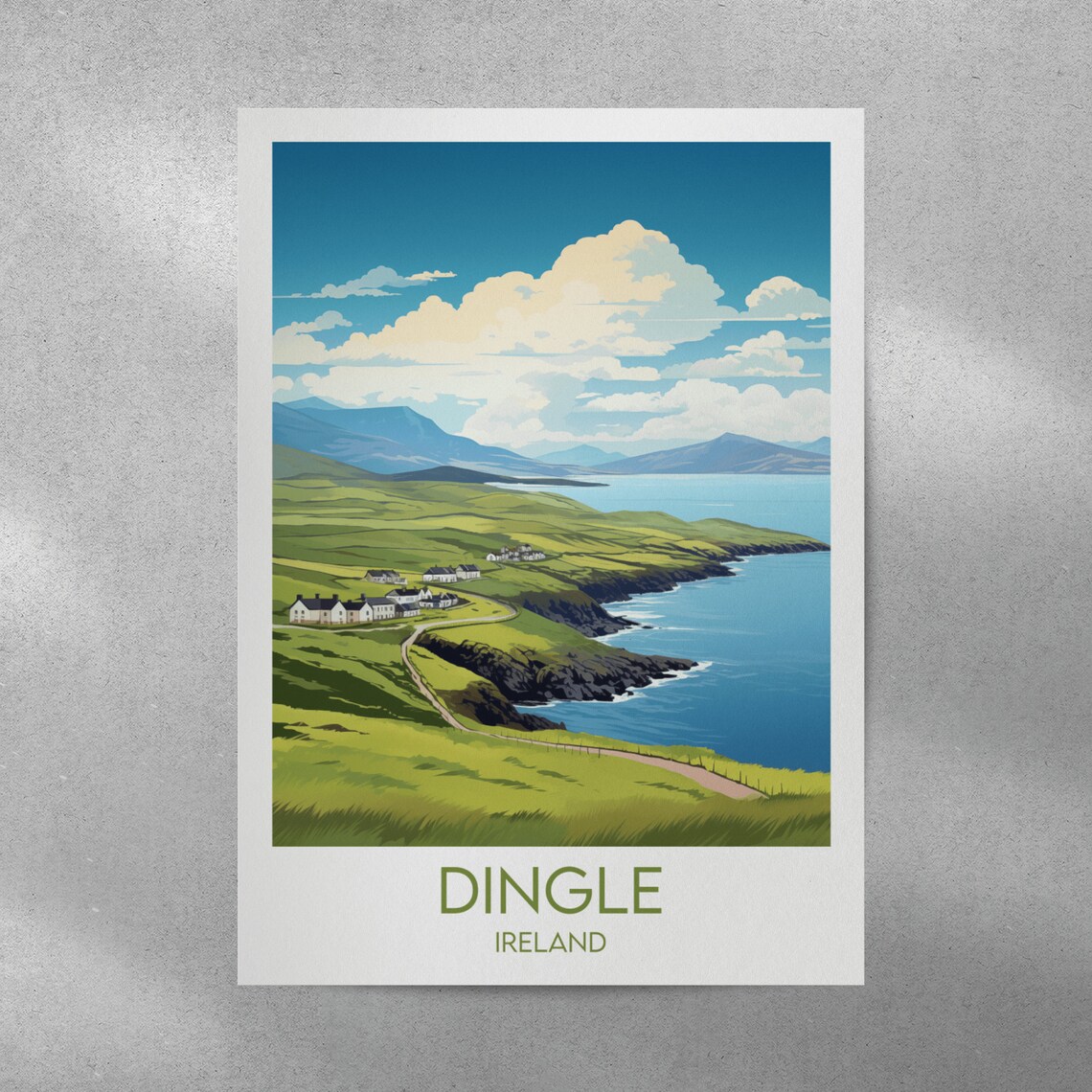 Dingle Ireland Green Coastal Cliffs Cottages Vintage Travel Poster - Image 3