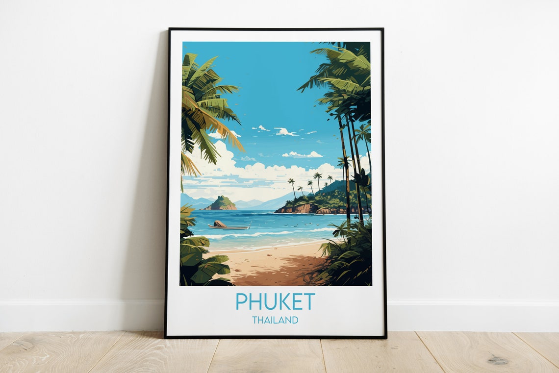 Phuket Thailand Tropical Beach Palm Tree Island Travel Poster
