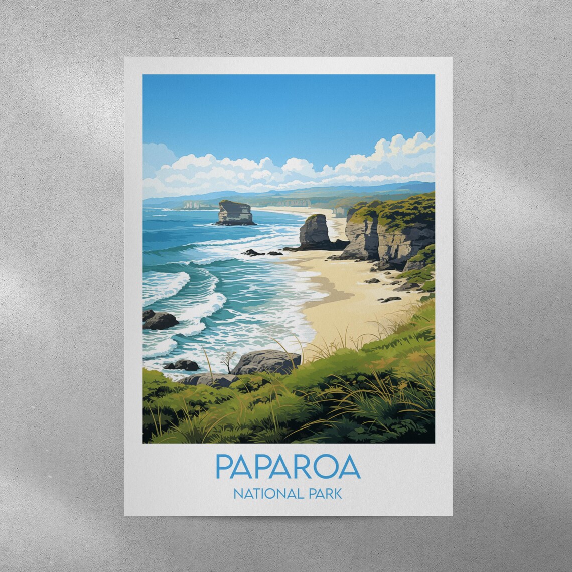 Paparoa National Park Sandy Beach Coast Vintage Travel Poster - Image 4