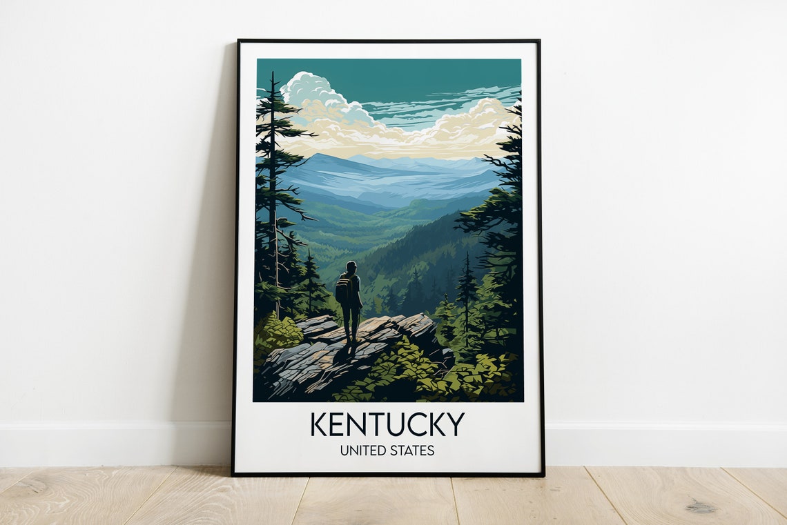 Kentucky Appalachian Mountain Ridge Hiking Viewpoint Travel Poster