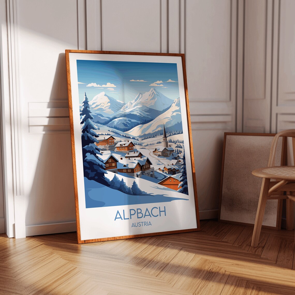 Alpbach Austria Winter Village Snow Peaks Tyrolean Travel Poster - Image 2