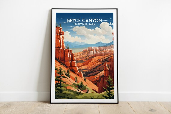 Bryce Canyon National Park Red Hoodoos Amphitheater Travel Poster