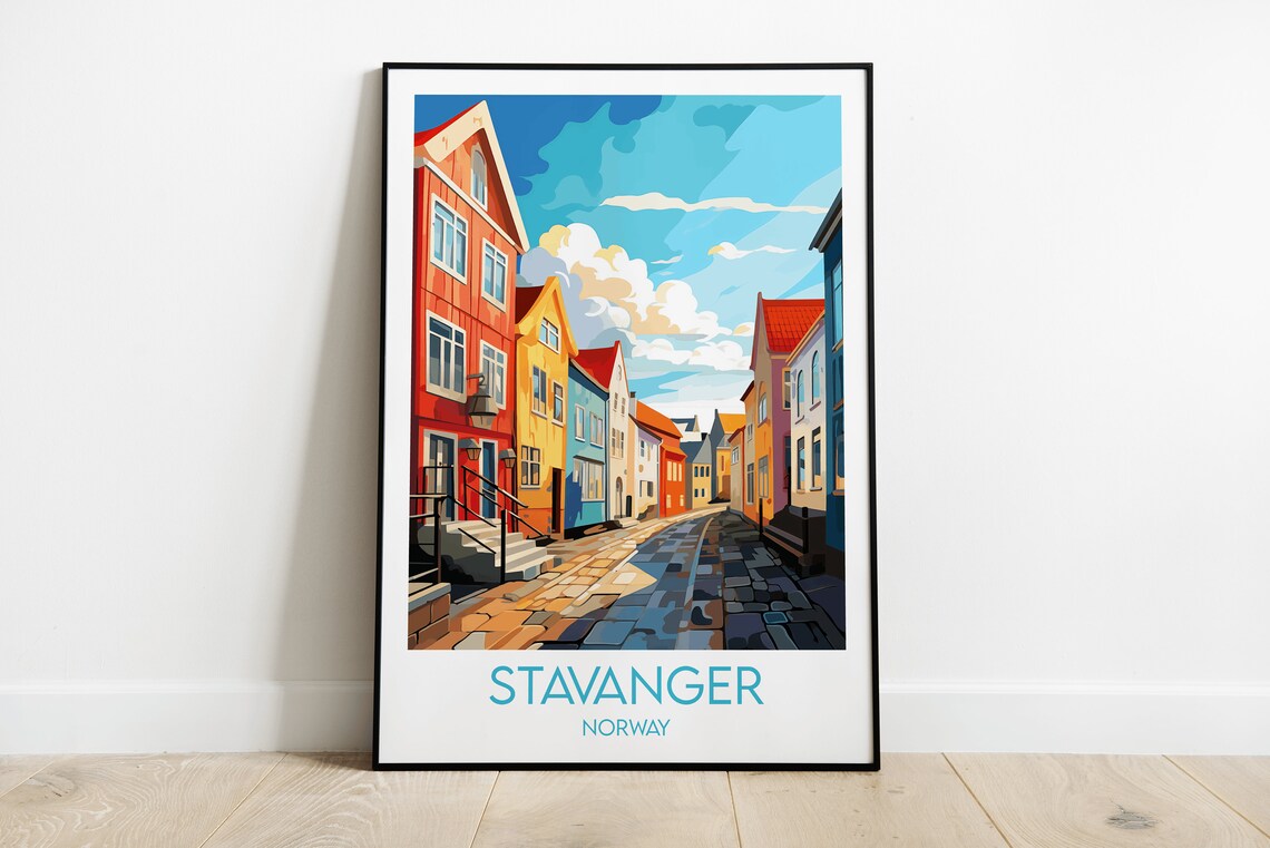 Stavanger Travel Poster, Norway Place Print