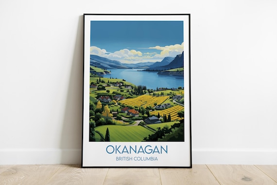 Okanagan British Columbia Vineyard Lake Vintage Travel Poster