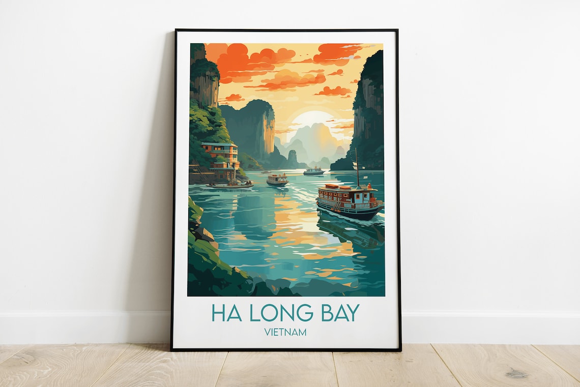 Ha Long Bay Travel Poster, Vietnam Place Print