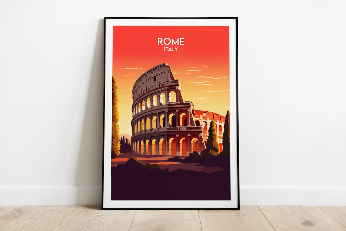 Rome Travel Poster, Italy Custom Personalised Gift