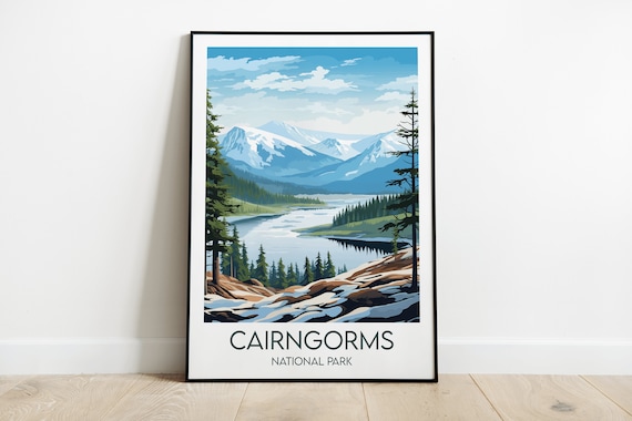 Cairngorms National Park Scotland Vintage Travel Landscape Poster