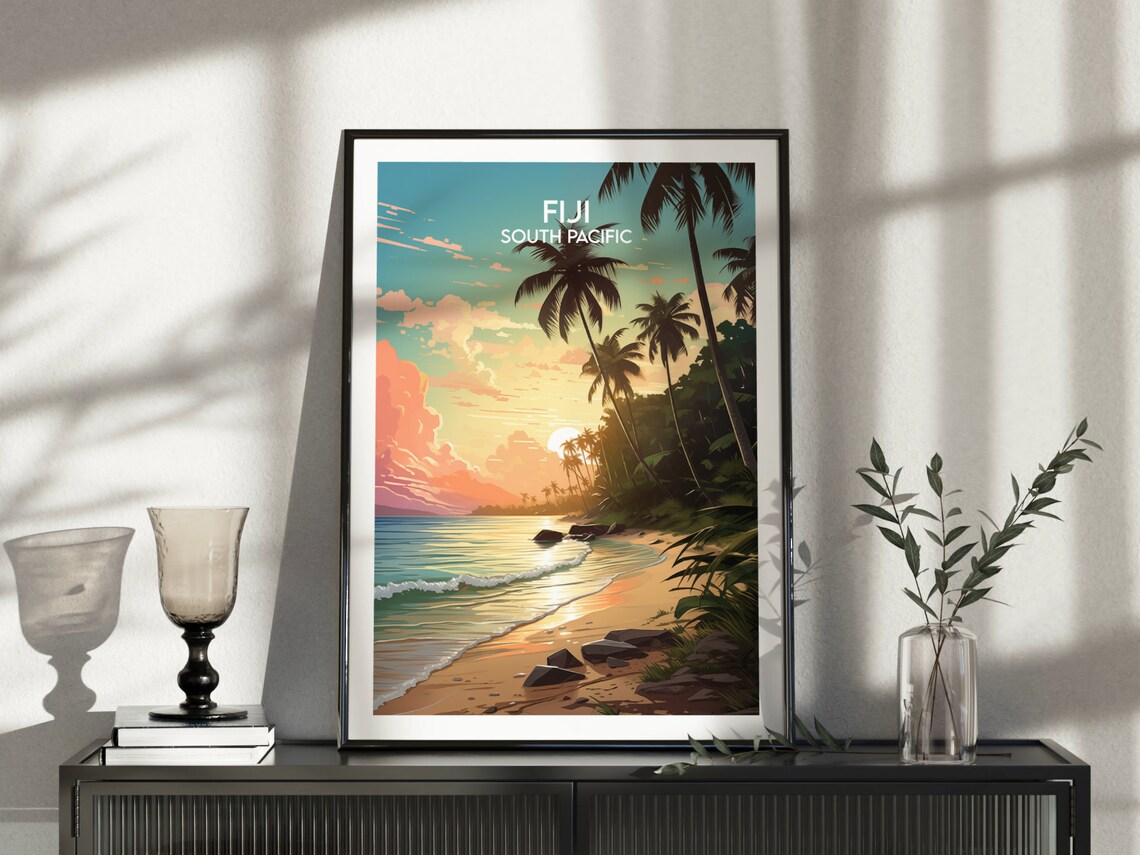 Fiji Travel Print, South Pacific Custom Personalised Poster - Image 5