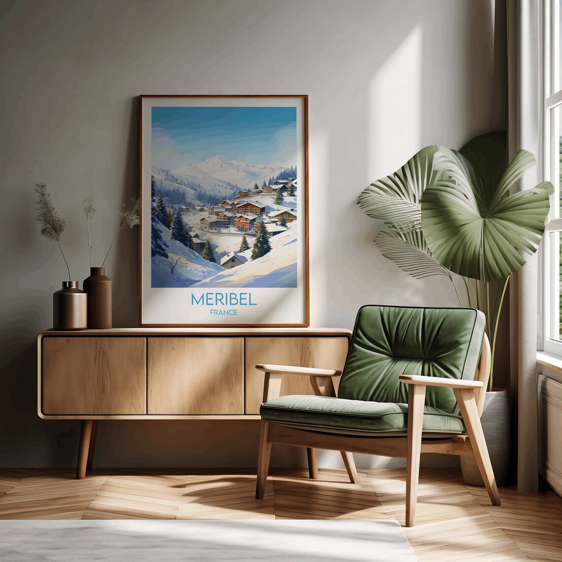 Meribel France Alpine Ski Resort Snowy Village Retro Travel Poster - Image 2