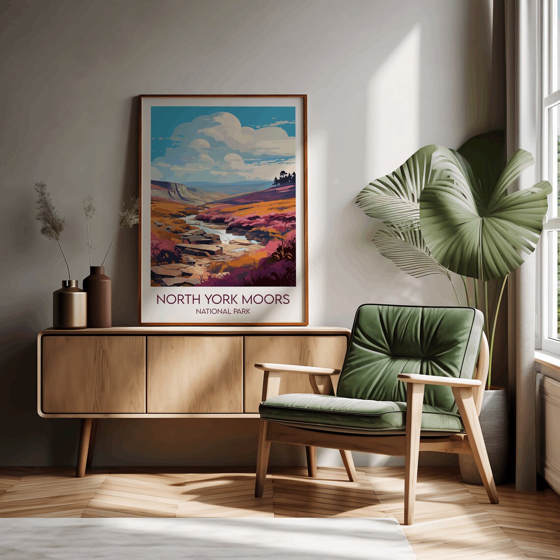North York Moors National Park Heather Moorland Travel Poster Art - Image 2