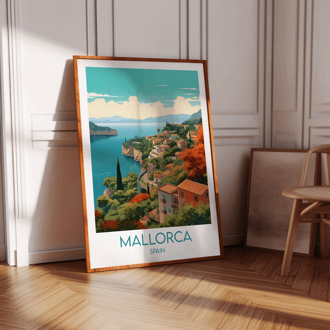Mallorca Spain Coastal Cliffs Village Seaside Vintage Travel Poster - Image 4
