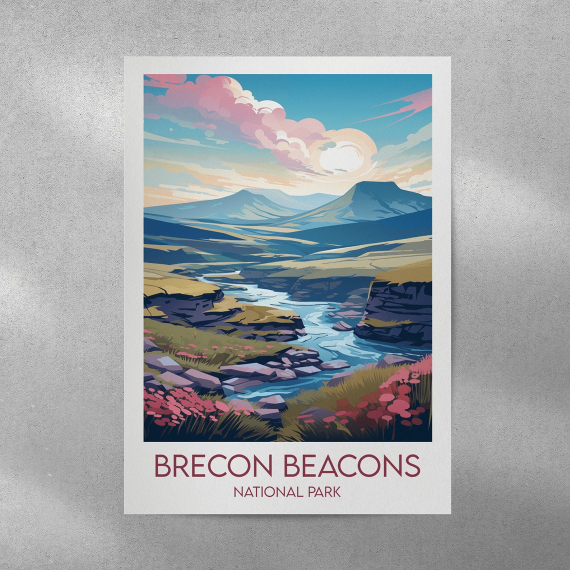 Brecon Beacons National Park River Valley Heather Travel Poster - Image 5