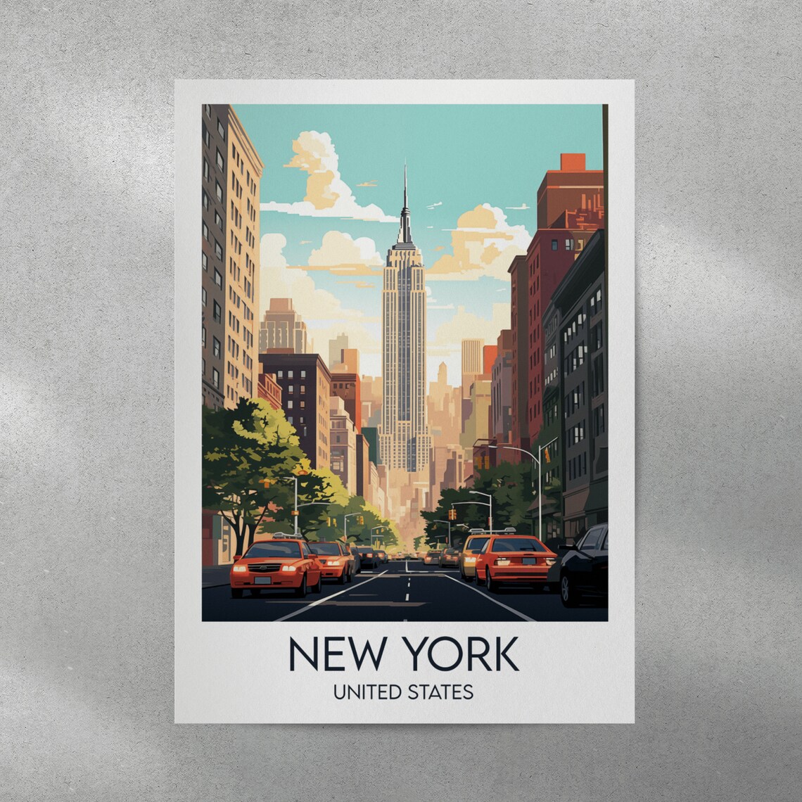 New York Empire State Building Manhattan Street Vintage Travel Poster - Image 4