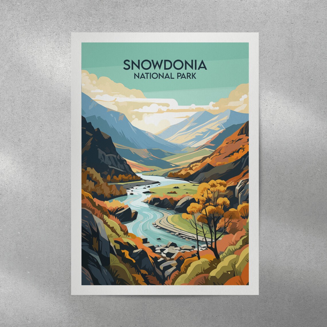 Snowdonia National Park Autumn River Valley Poster Travel Art - Image 4
