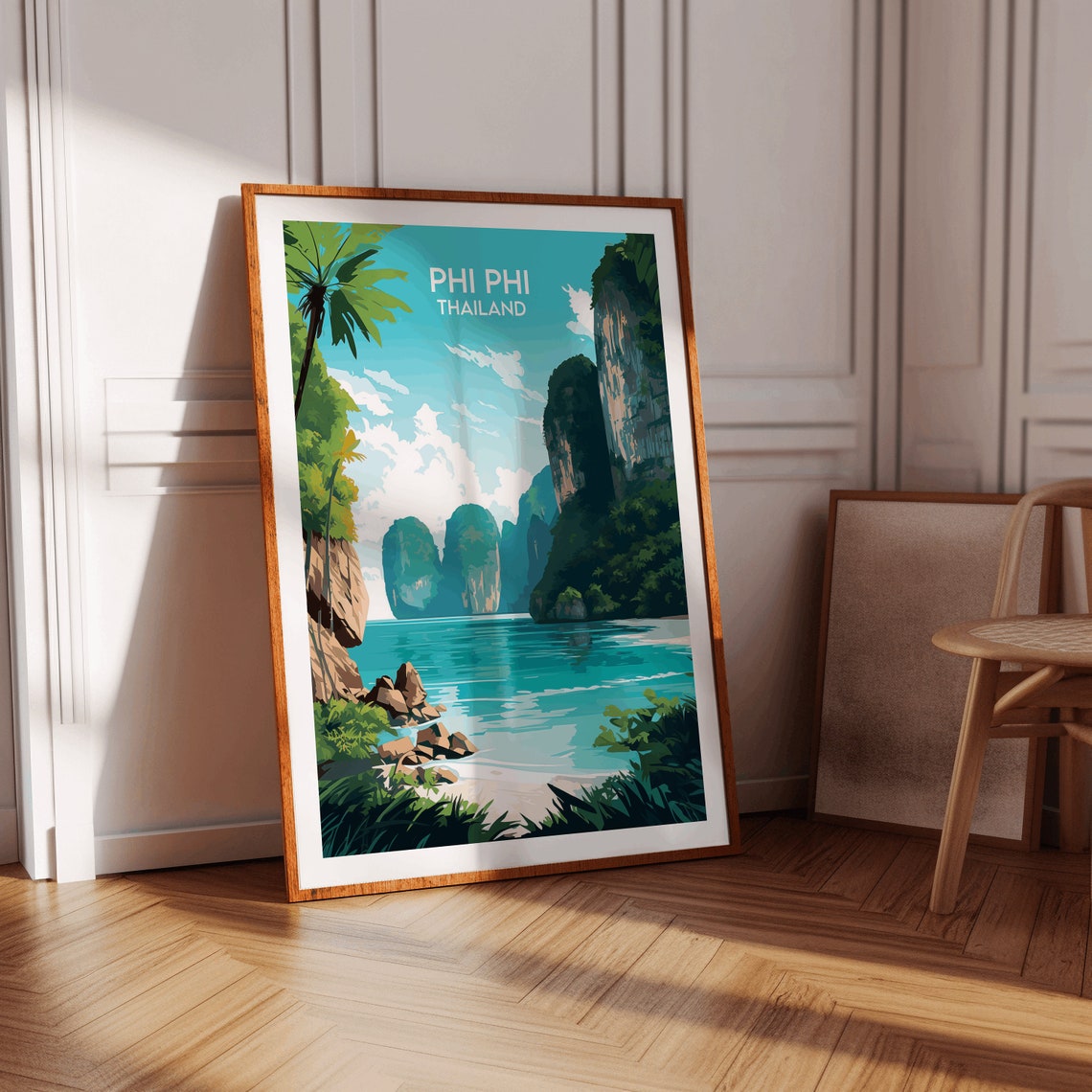 Phi Phi Thailand Turquoise Bay Limestone Cliffs Island Travel Poster - Image 3