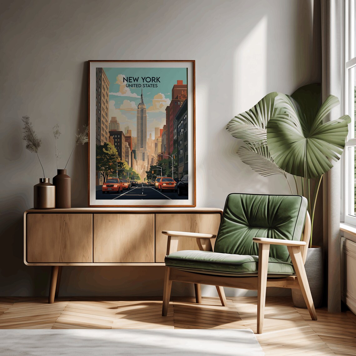 New York City Empire State Building Street Retro Travel Poster - Image 2