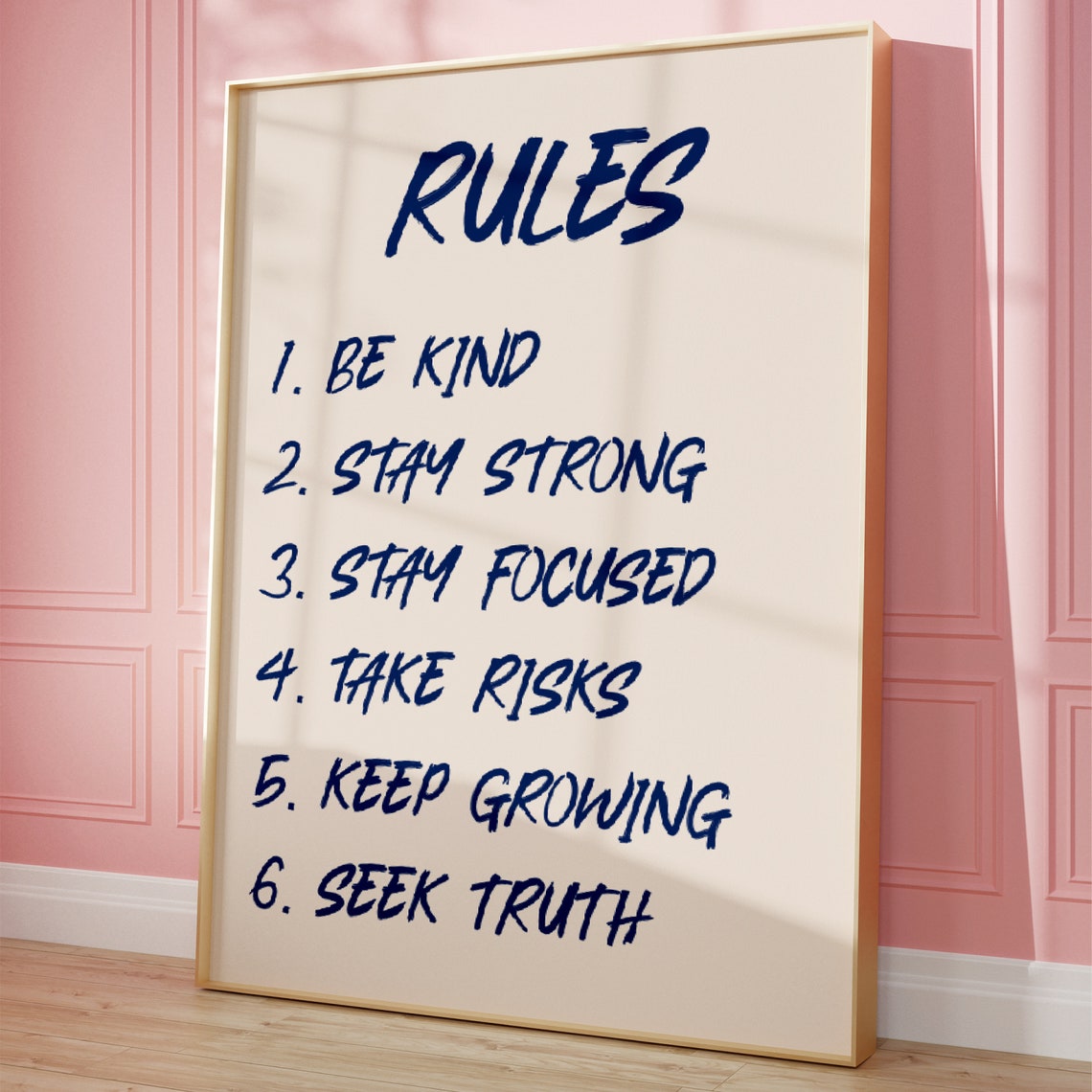 Rules Poster Be Kind Stay Strong Focused Motivational Typography