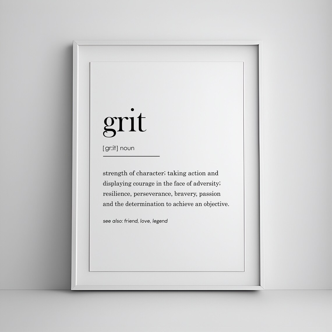 Grit Definition Determination Quote, Wall Sign Poster