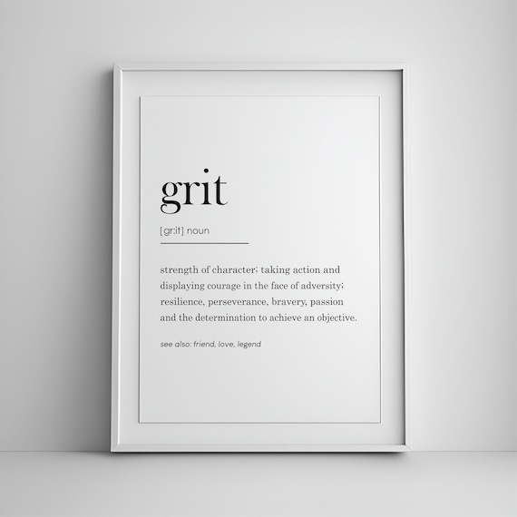 Grit Definition Determination Quote, Wall Sign Poster