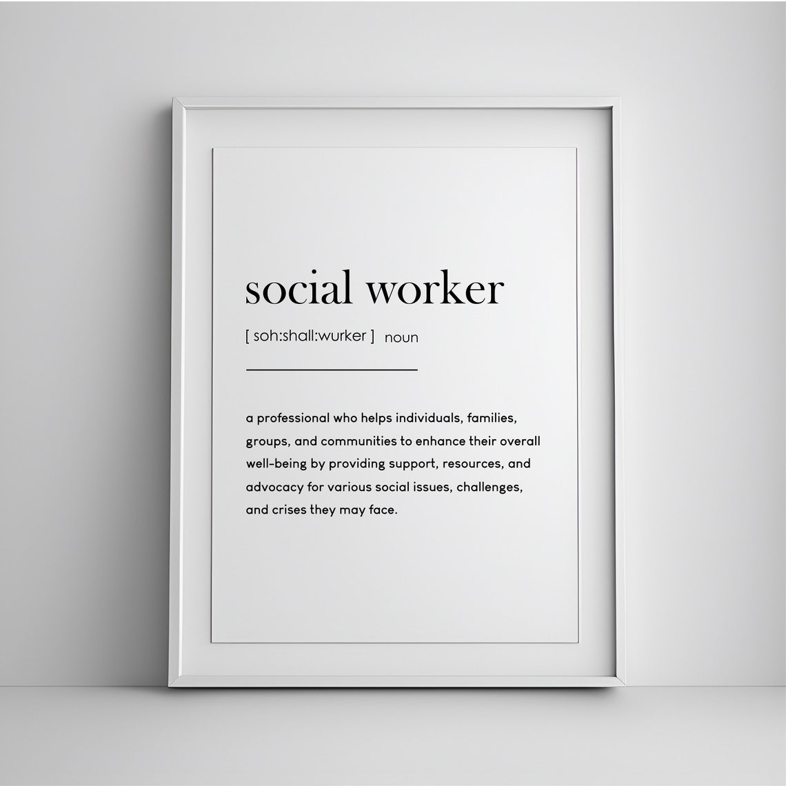 Social Worker Definition Dictionary Art Print Graduation Gift Decor