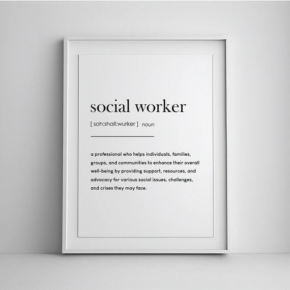 Social Worker Definition Dictionary Art Print Graduation Gift Decor